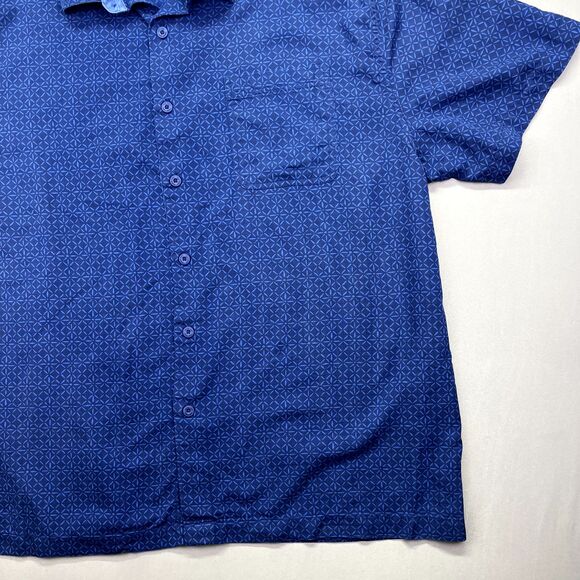 Nat Nast Luxury Originals Shirt Mens XL Blue Short Sleeve Geometric Print Btn Up - Picture 5 of 16